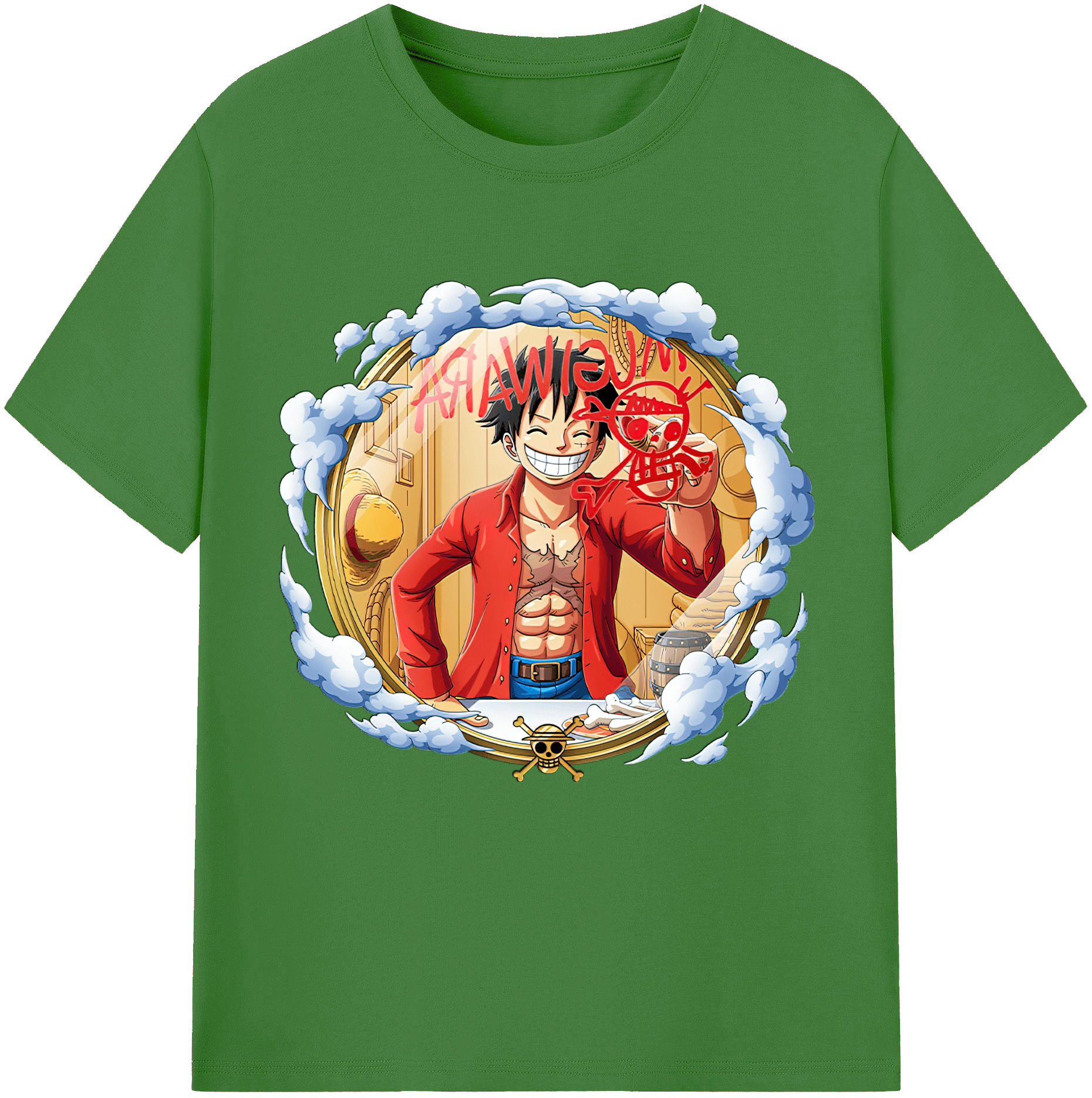 ワンピース モンキー・D・ルフィ ONE PIECE Monkey D. Luffy レディースカジュアルプリントTシャツ（綿100％）